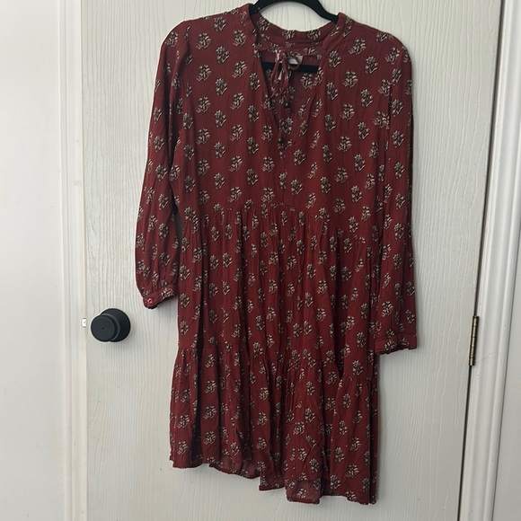 Jopra Maroon Floral Print Boho Dress - Picture 1 of 6